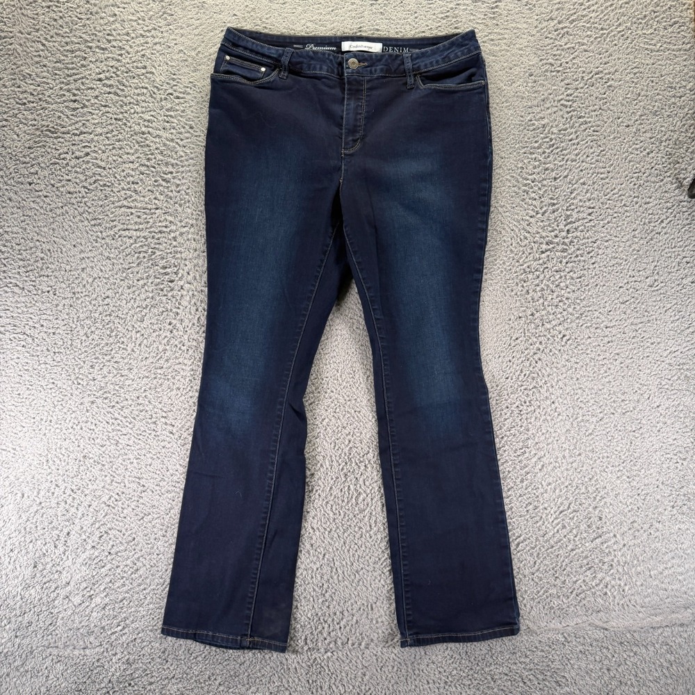 Croft & Barrow Jeans Womens 14 Blue Cotton Denim Bootcut Faded Workwear Stretch